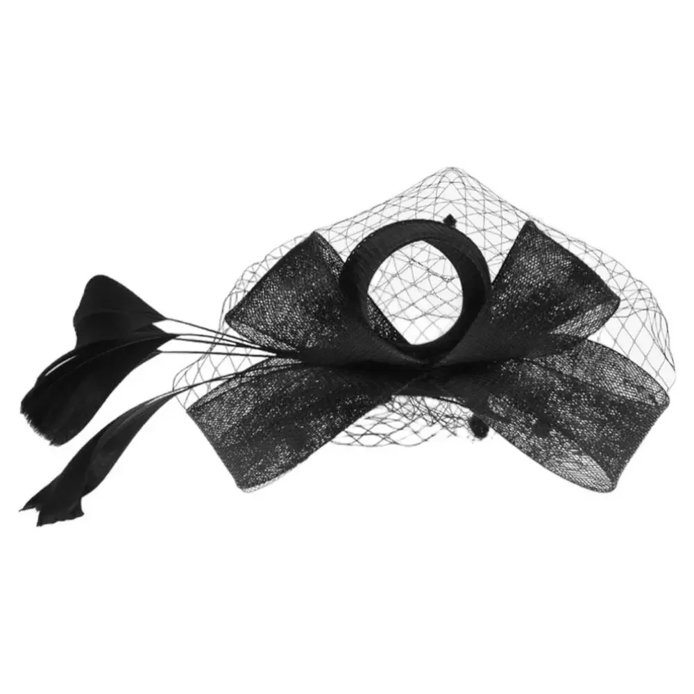 Women Black Hair accessory hat with sheer reveal